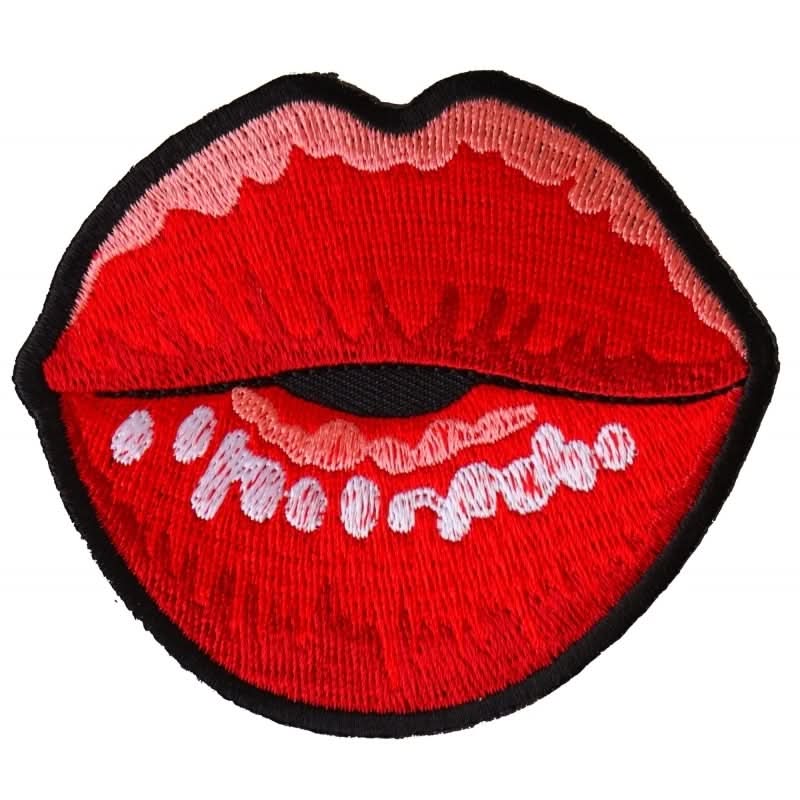 P6327 Kissing Lips Small Iron on Novelty Patch Patches The Cheap Place