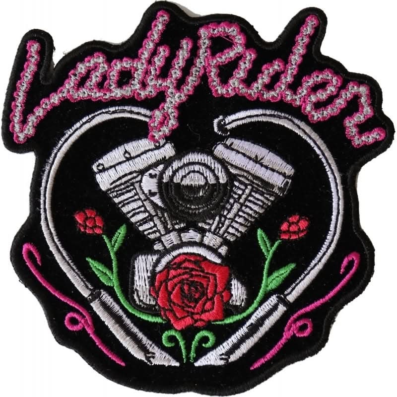 P6027 Lady Rider Chain Engine Rose Patch Patches The Cheap Place