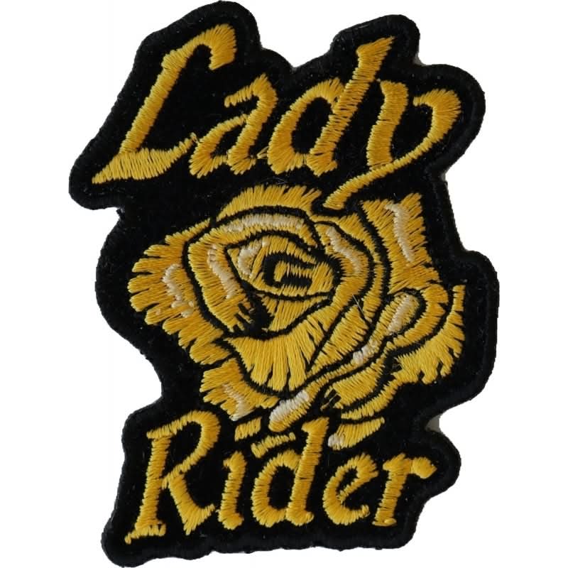 P6656 Lady Rider Yellow Rose Iron on Patch for Lady Bikers Patches The Cheap Place