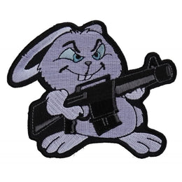 P5883 Machine Gun Bunny Rabbit Novelty Iron on Patch Patches The Cheap Place