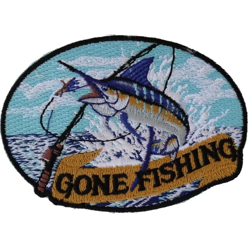 P4513 Marlin Gone Fishing Small Patch Patches The Cheap Place
