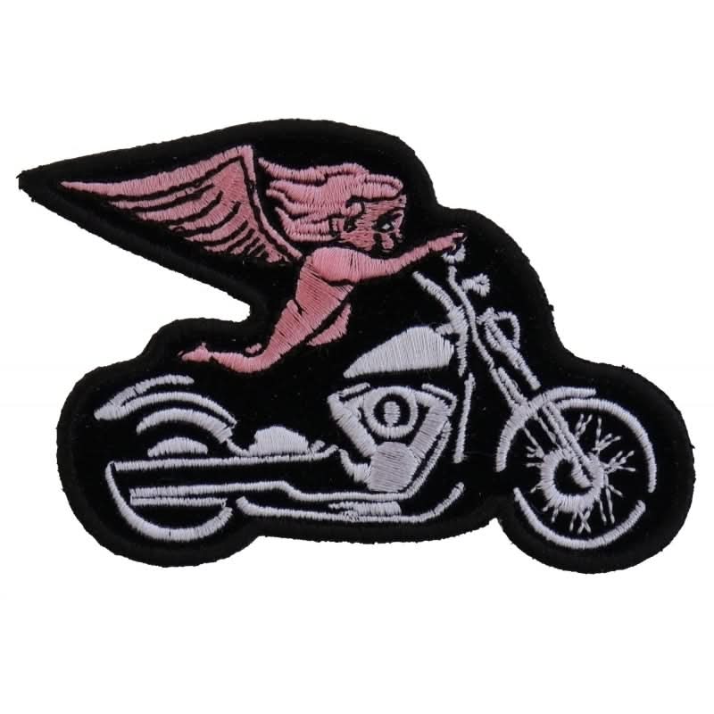 P3789 Pink Biker Angel On Motorcycle Patch Patches The Cheap Place
