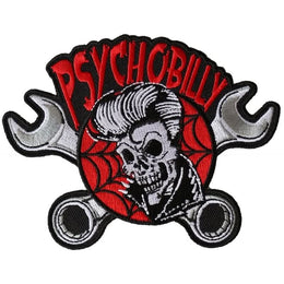 P6369 Psychobilly Skull and Wrenches Patch Patches The Cheap Place