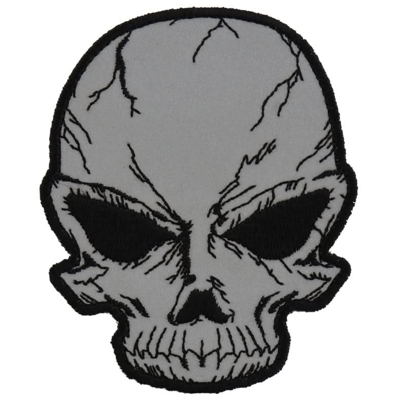 P3169 Reflective Small Cracked Skull Patch Patches The Cheap Place