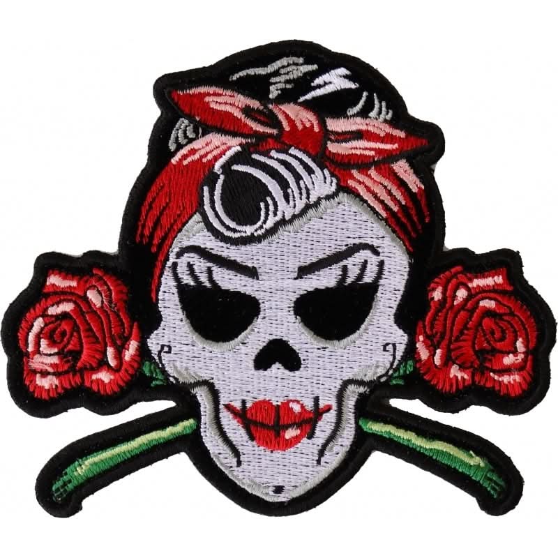 P6543 Rockabilly Lady Skull Patch Patches The Cheap Place