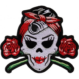 P6543 Rockabilly Lady Skull Patch Patches The Cheap Place