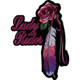 PL3946 Rose Feather Lady Rider Embroidered Iron on Biker Patch Patches The Cheap Place