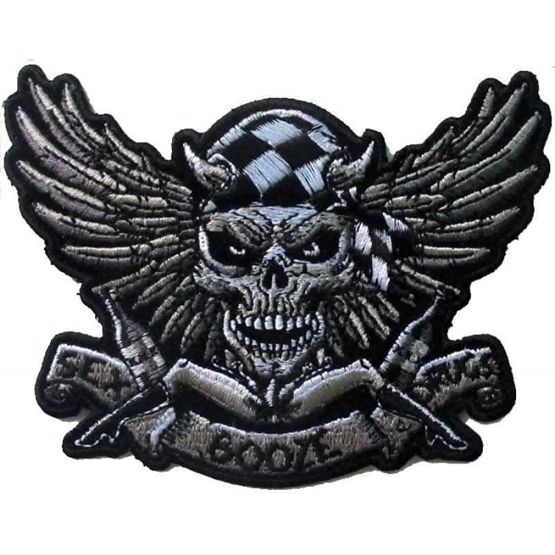 P6706 Sex Booze Drugs Checkered Skull and Wings Patch Patches The Cheap Place