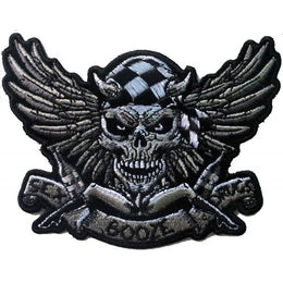 P6706 Sex Booze Drugs Checkered Skull and Wings Patch Patches The Cheap Place