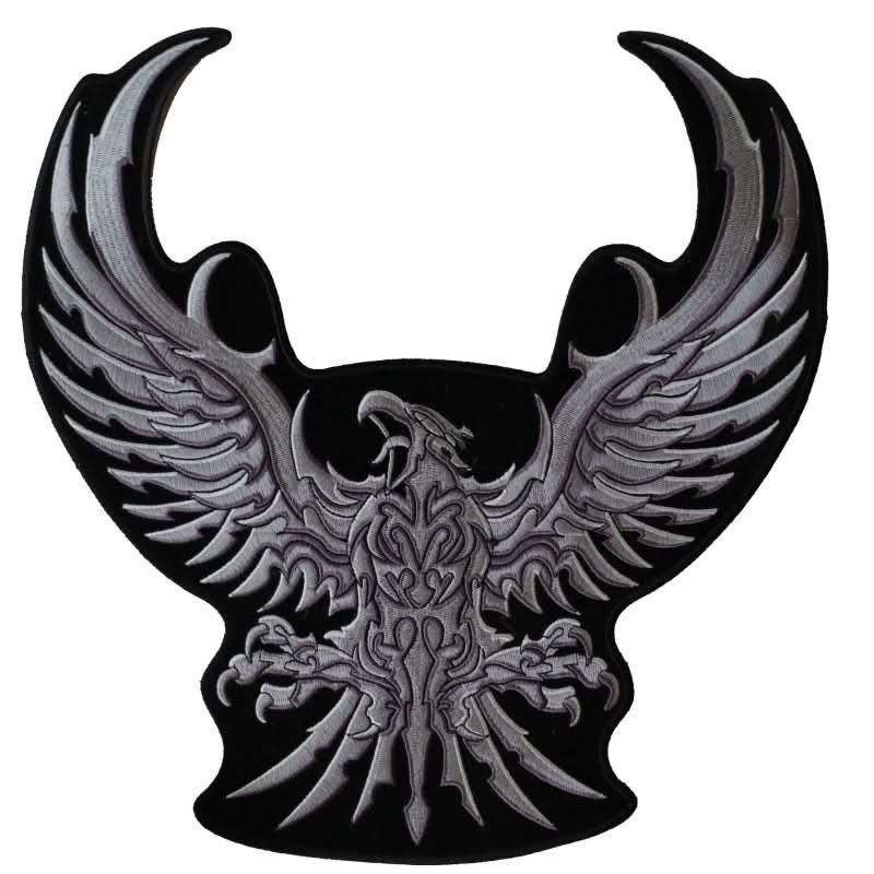 PL3291 Silver Eagle Embroidered Iron on Patch Patches The Cheap Place