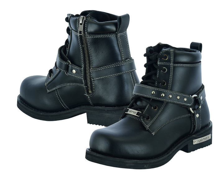 DS Women's Boots with Side Zipper and Single Strap