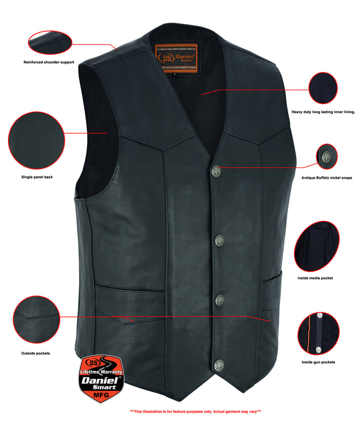 DS Advance Men's Buffalo Nickel Head Snap Vest