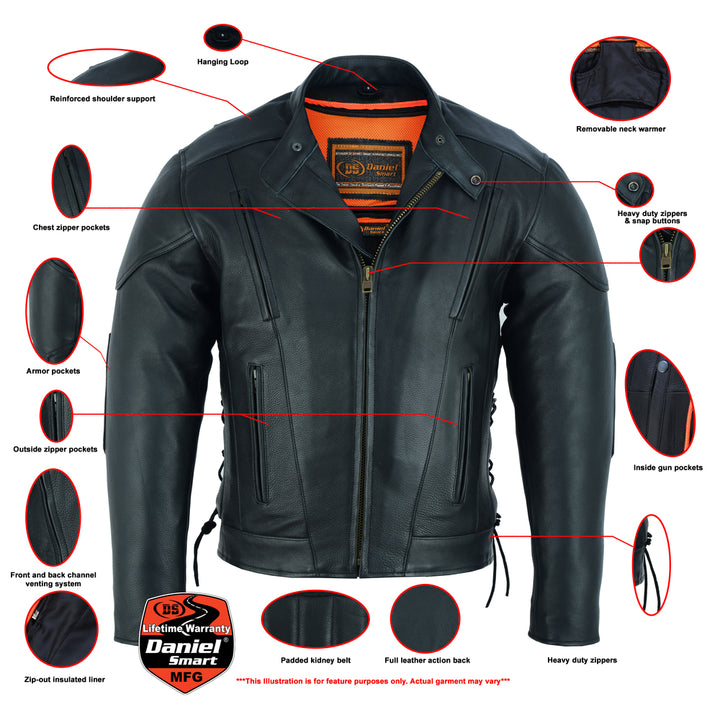 DS Men's Premium Vented Motorcycle Jacket – Side Laces