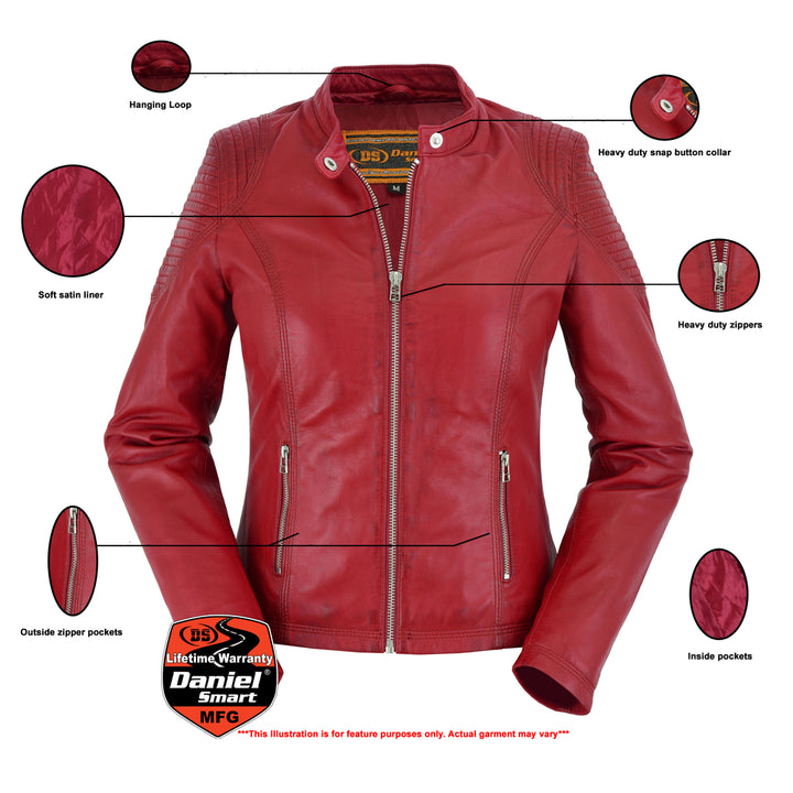 Scarlet Rider Cabernet Womens Red Leather Jacket