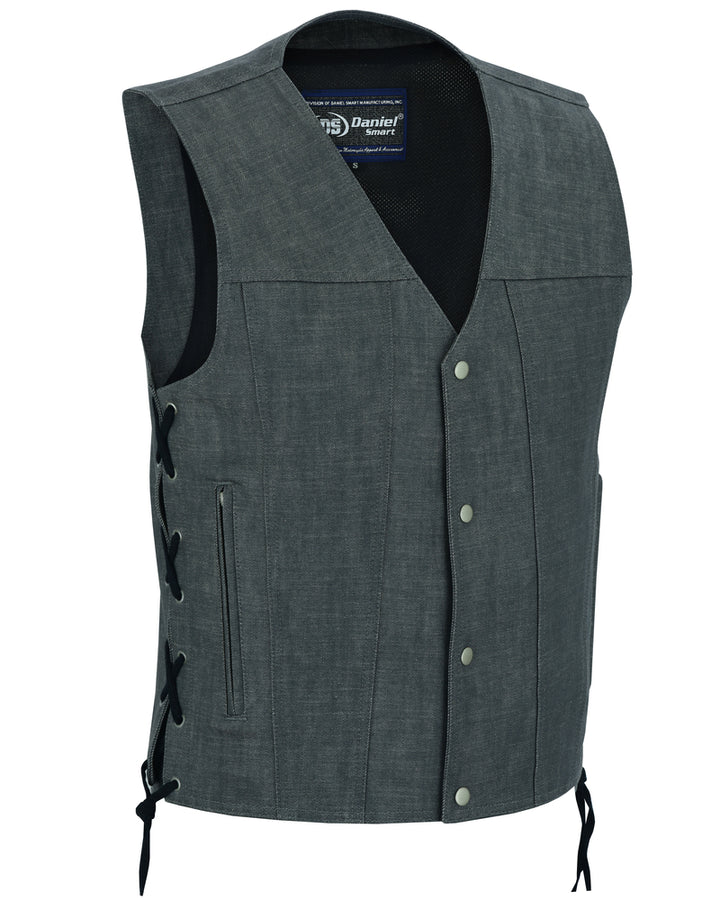 Stormcraft Men's Gray Denim Motorcycle Vest