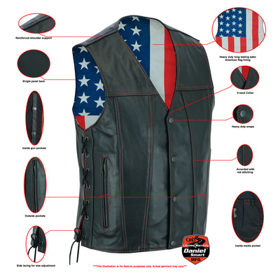 Tribute Men's Black Leather Motorcycle Men's Leather Vests Renegade Classics