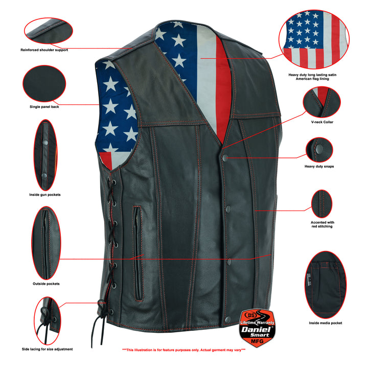 Tribute Men's Black Leather Motorcycle