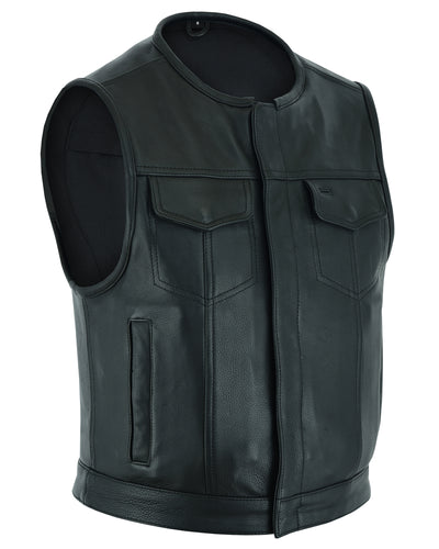 Target Men's Leather Motorcycle Vest – Black Men's Leather Vests Renegade Classics