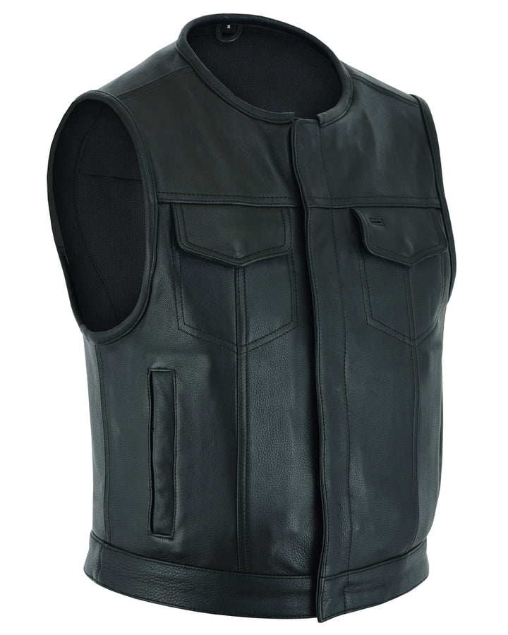 Target Men's Leather Motorcycle Vest – Black