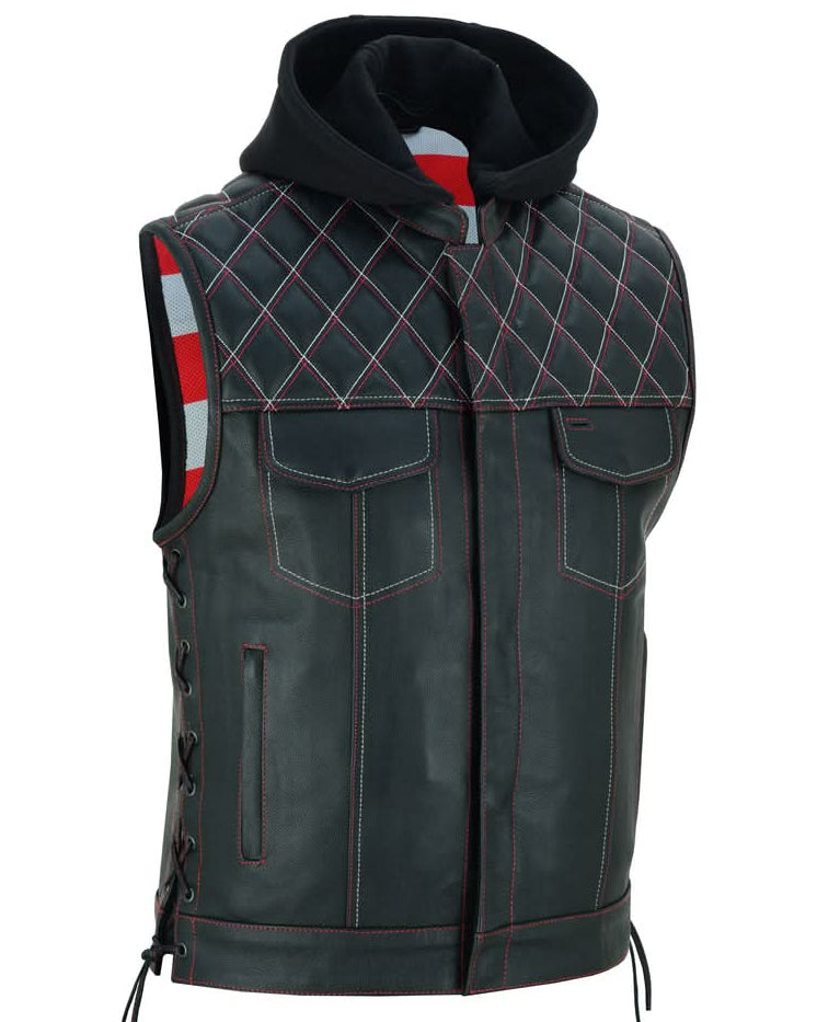 Highway Bound Men's Leather Biker Vest - Black Men's Leather Vests Renegade Classics