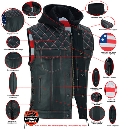Highway Bound Men's Leather Biker Vest - Black Men's Leather Vests Renegade Classics