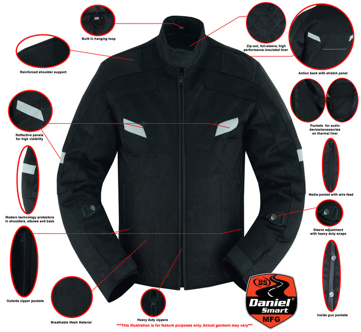 Dynamic Mens  Mesh Motorcycle Jacket – Black