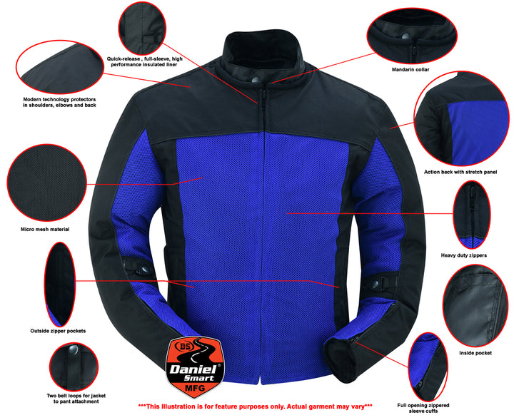 SkyCross Micro Mesh Mens Motorcycle Jacket - Blue