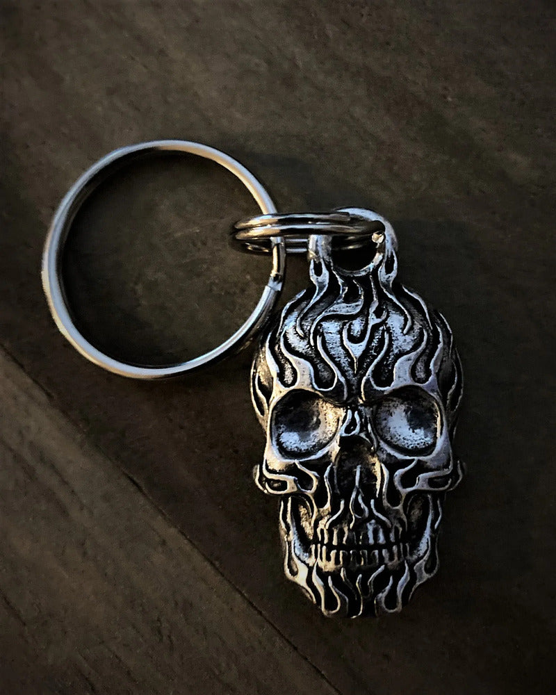 BBK-03 Flame Skull Keychain Wallet Chains/Key Leash Bravo Bells