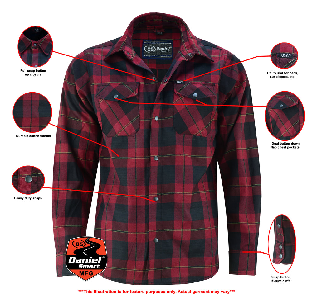 DS4682 Flannel Shirt - Red and Black