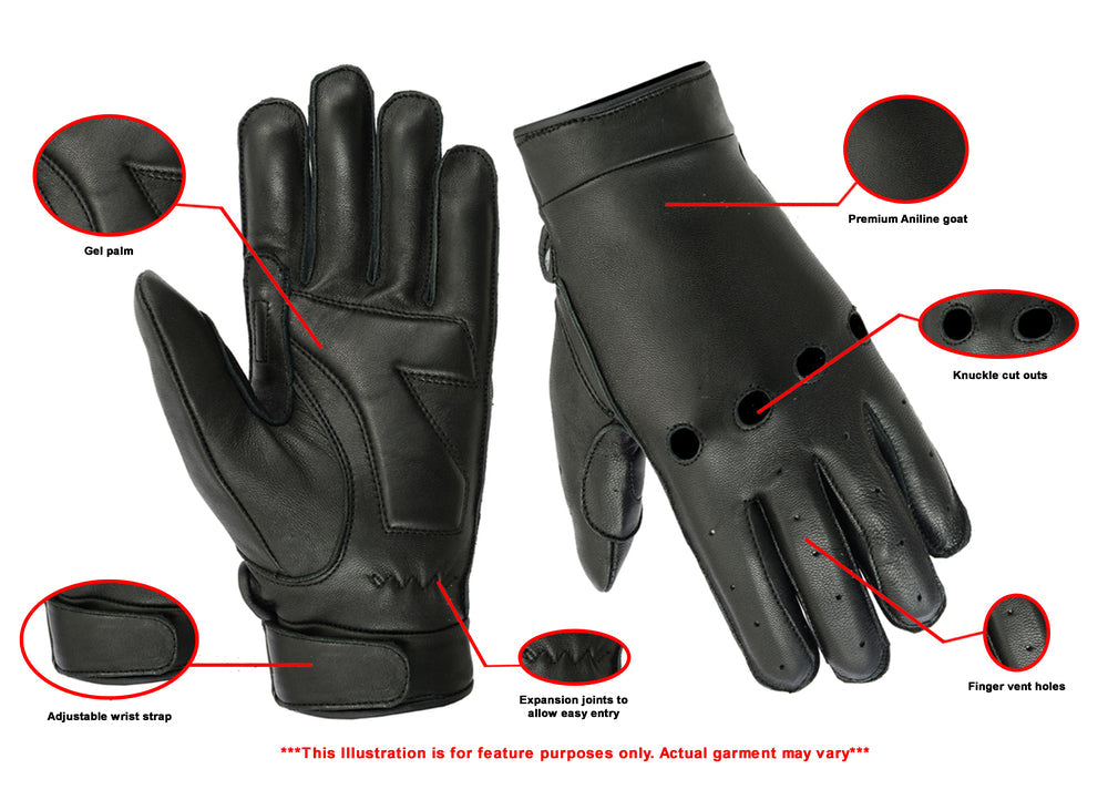 Openroad Men's Premium Aniline Leather Cruiser Gloves