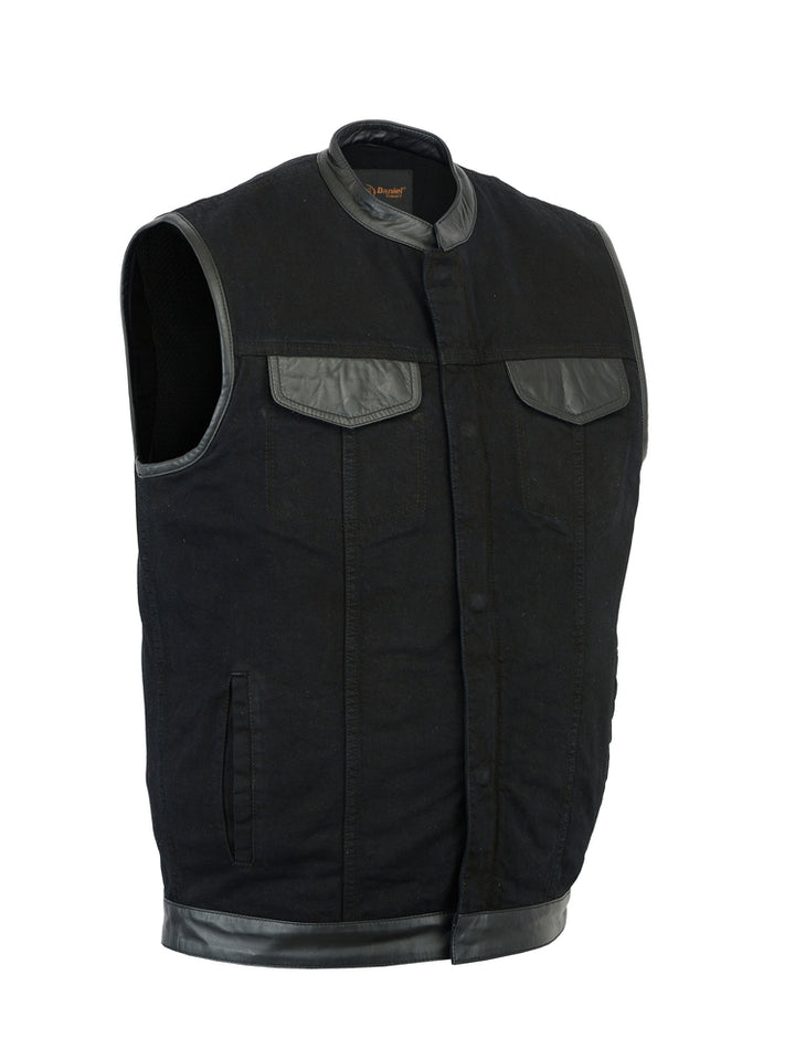 BlackSmith Men's Black Denim Biker Vest