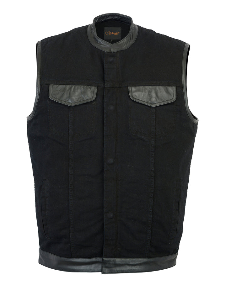 BlackSmith Men's Black Denim Biker Vest