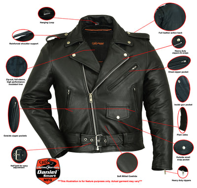 Jansen Men's Leather Motorcycle Jacket - Black Men's Leather Jackets Renegade Classics