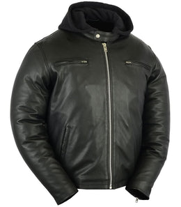 Hoodex Men's Black Sporty Cruiser Jacket Men's Leather Jackets Renegade Classics