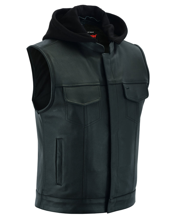 Versa Men's Black Leather Motorcycle Vest