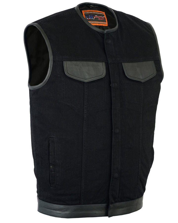 Grindwear Men's Black Denim Motorcycle Vest