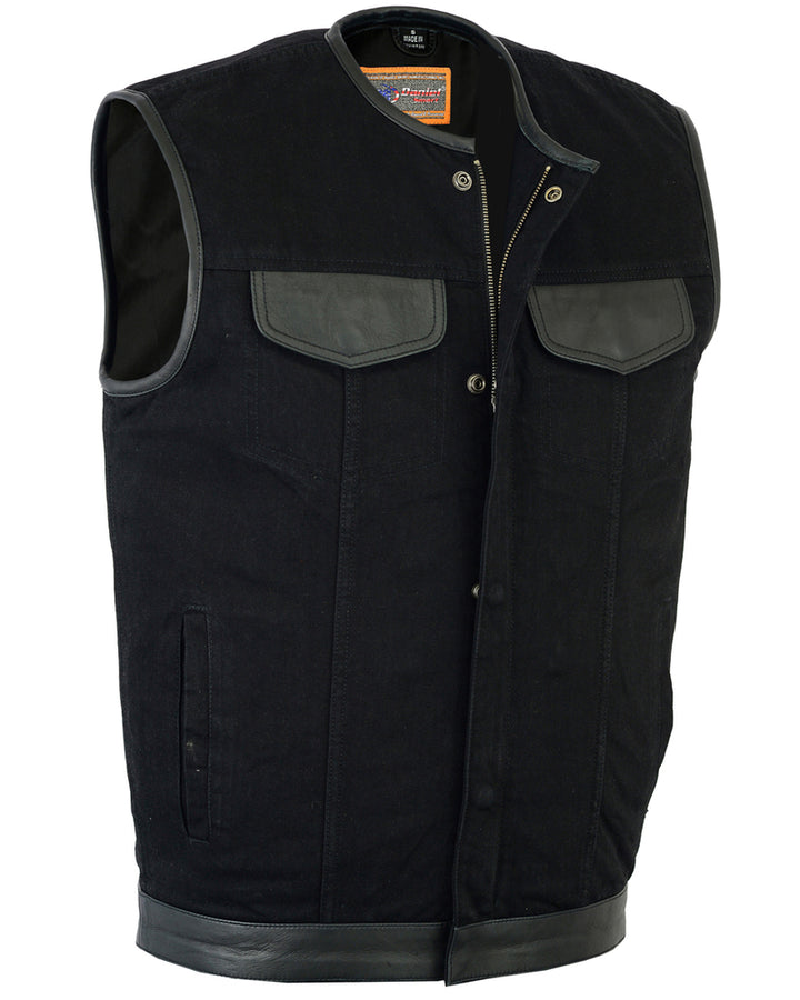 Grindwear Men's Black Denim Motorcycle Vest