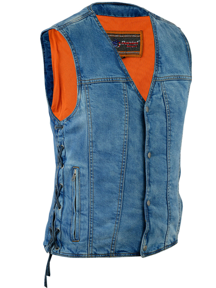 Seawaves Men's Blue Denim Motorcycle Vest