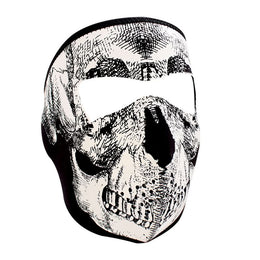 WNFM002G ZAN® Full Mask- Neoprene- Black and White Skull- Glow Full Face Masks ZAN Headgear
