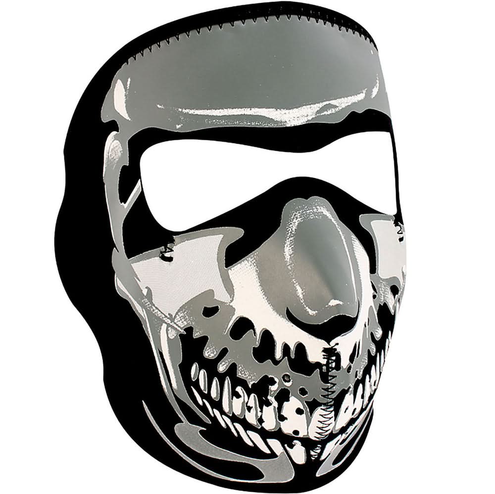 WNFM023 ZAN® Full Mask- Neoprene- Chrome Skull Full Face Masks ZAN Headgear