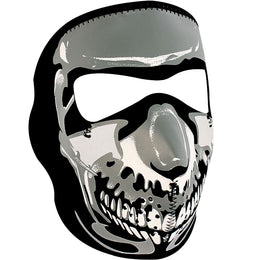 WNFM023 ZAN® Full Mask- Neoprene- Chrome Skull Full Face Masks ZAN Headgear