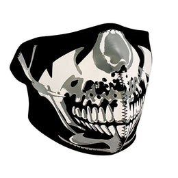 WNFM023H ZAN® Half Mask- Neoprene- Chrome Skull Half Face Masks ZAN Headgear