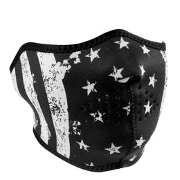 WNFM091H ZAN® Half Mask- Neoprene- Black and White Flag Half Face Masks ZAN Headgear