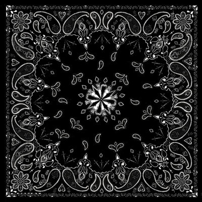 B001- Bandanna Black Paisley Bandanas ZAN Headgear