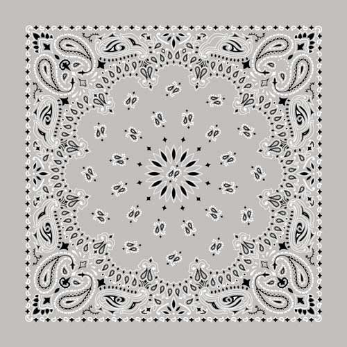 BD2502 Bandana Paisley Silver Bandanas Carolina Mfg.