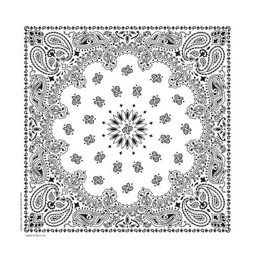 BD2504 Bandana Paisley White Bandanas Carolina Mfg.