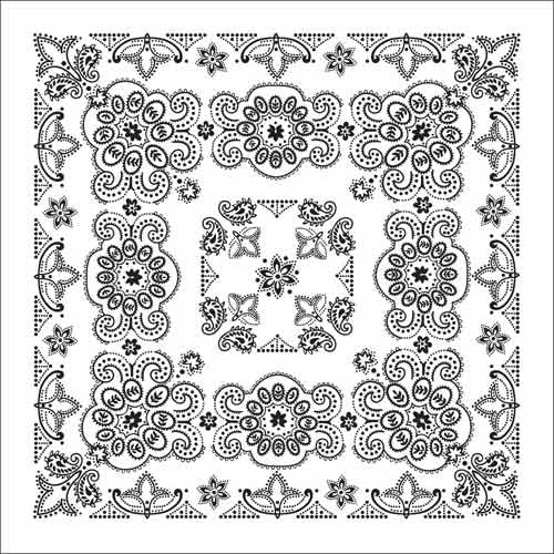 BD2506 Bandana Texas Paisley White [27" x27"] Bandanas Carolina Mfg.