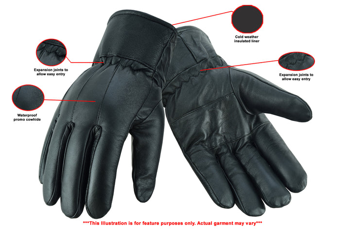 VentX Men's Cold Weather Insulated  Leather Gloves