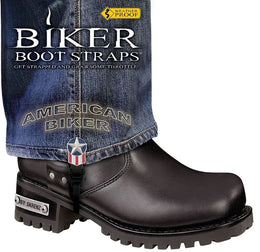 BBS/AB6 Weather Proof- Boot Straps- American Biker- 6 Inch Biker Boot Straps Biker Boot Straps