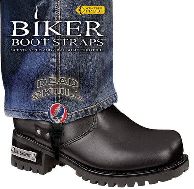 BBS/DS6 Weather Proof- Boot Straps- Dead Skull- 6 Inch Biker Boot Straps Biker Boot Straps